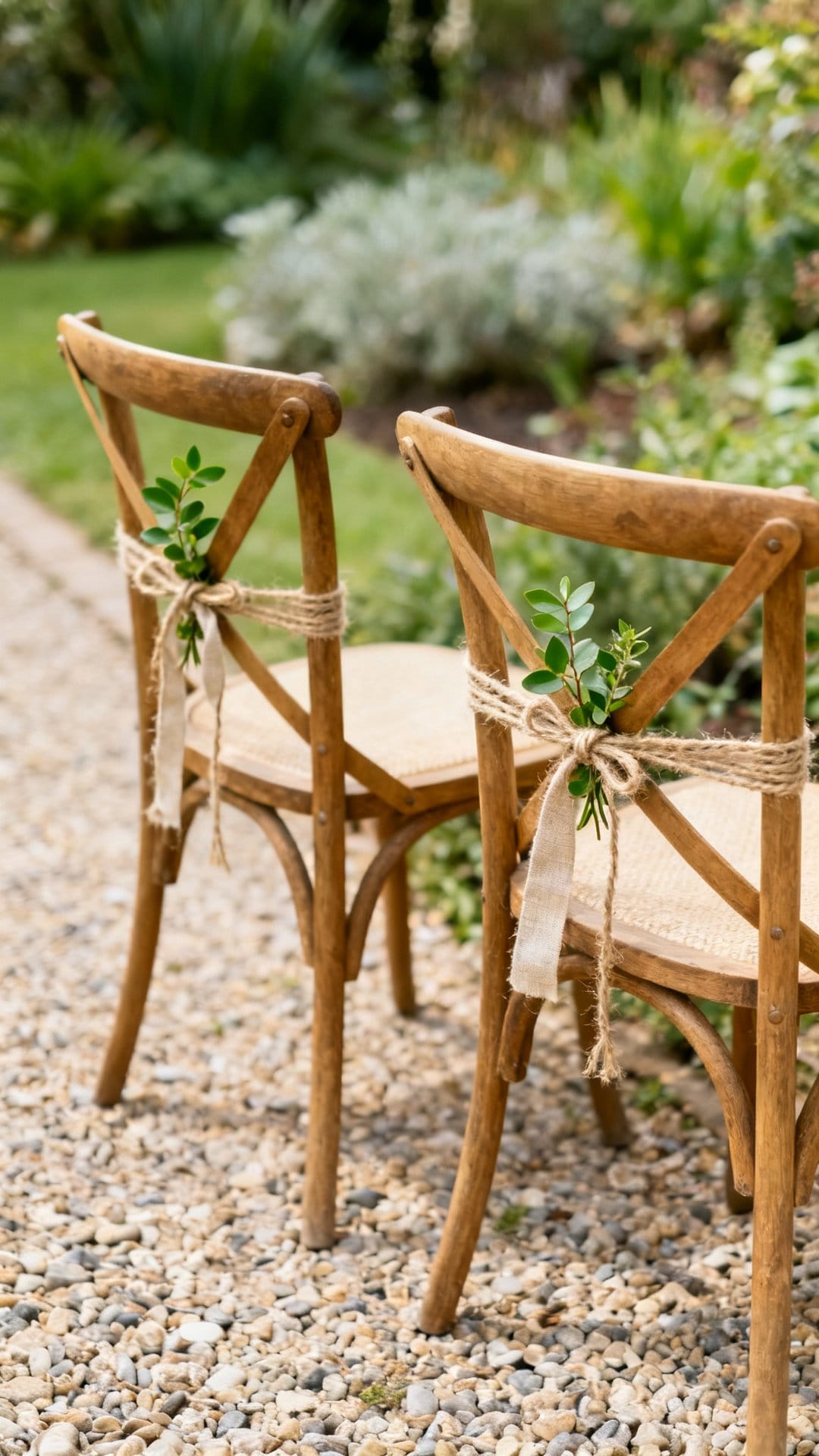 Dress Up Your Chairs with Simple Ties and Greenery