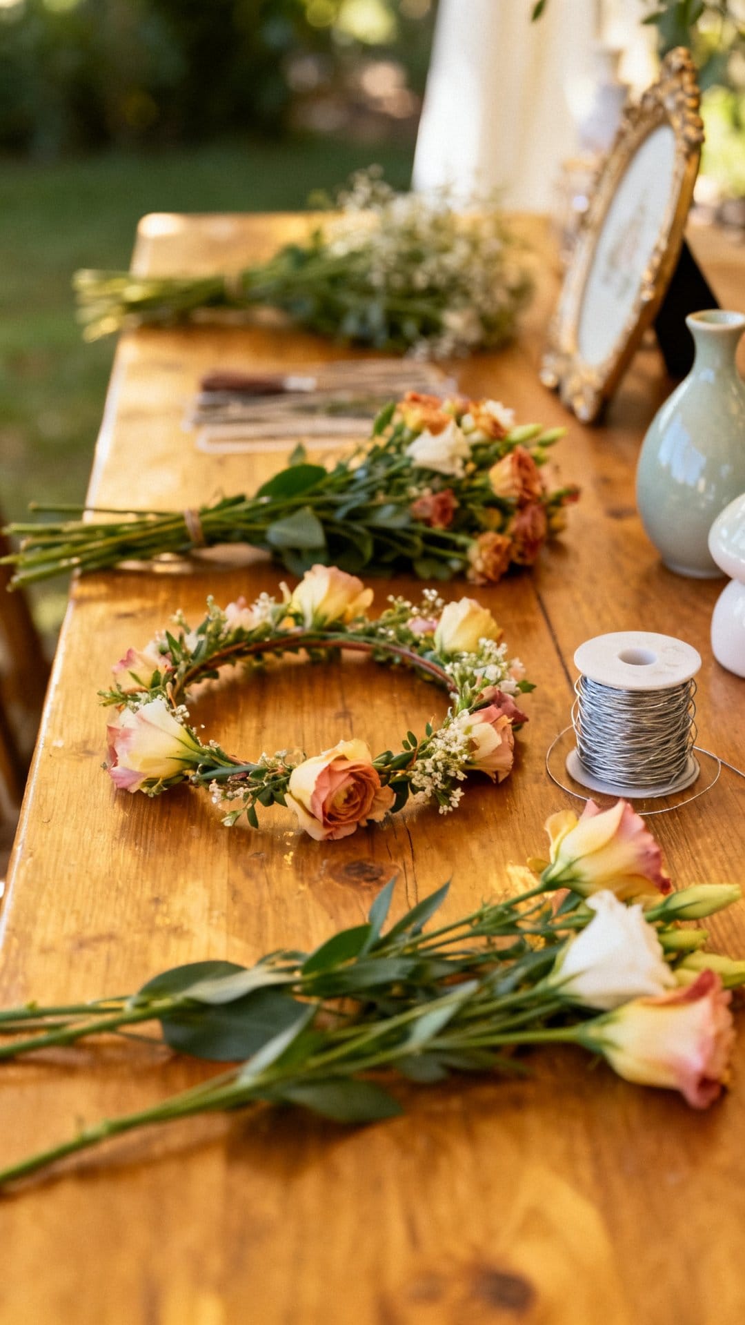Flower Crown Station for Guests to Make Their Own