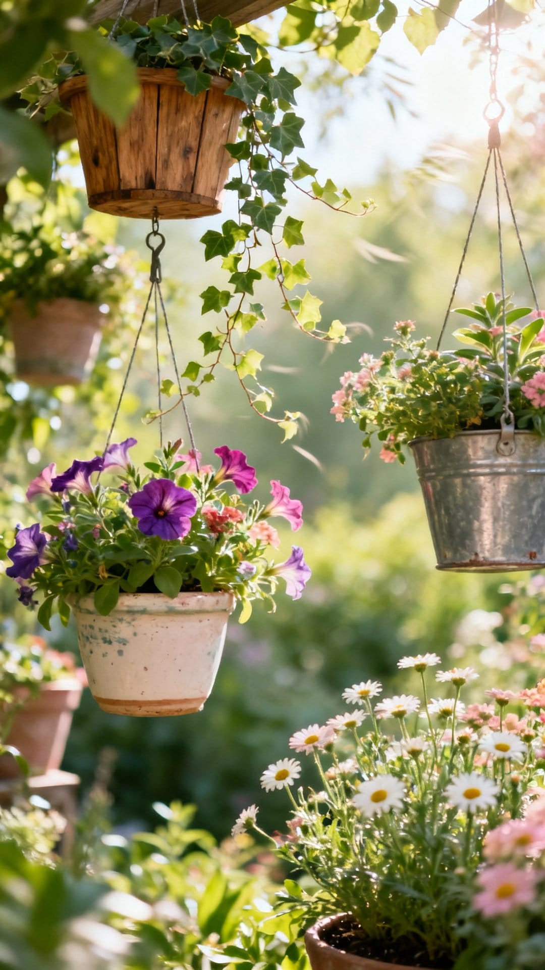 Hanging Planters at Varying Heights