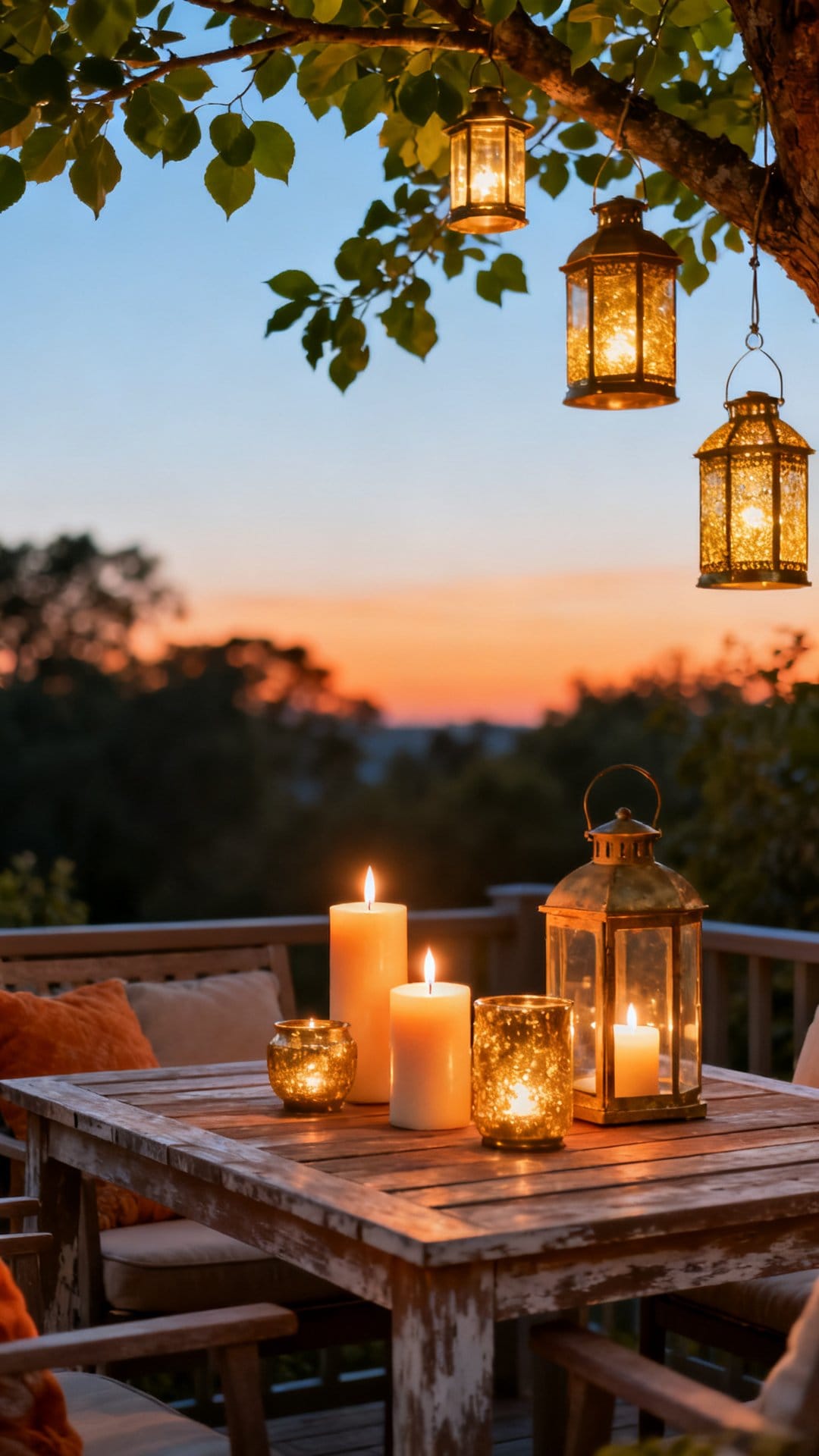 Outdoor Candles and Lanterns for Twilight Ambiance