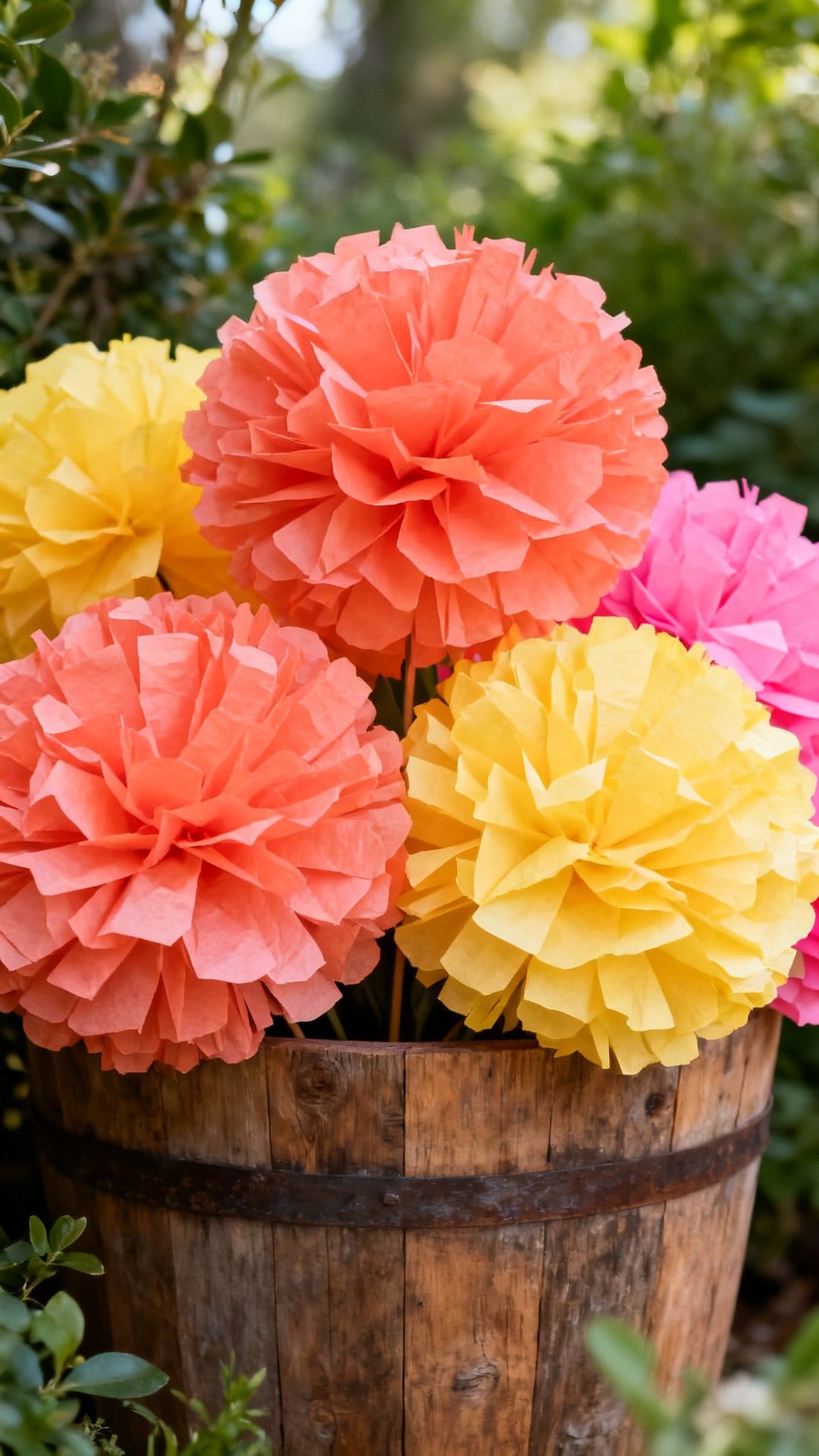 Paper Pom-Pom Flowers Clustered in Oversized Arrangements