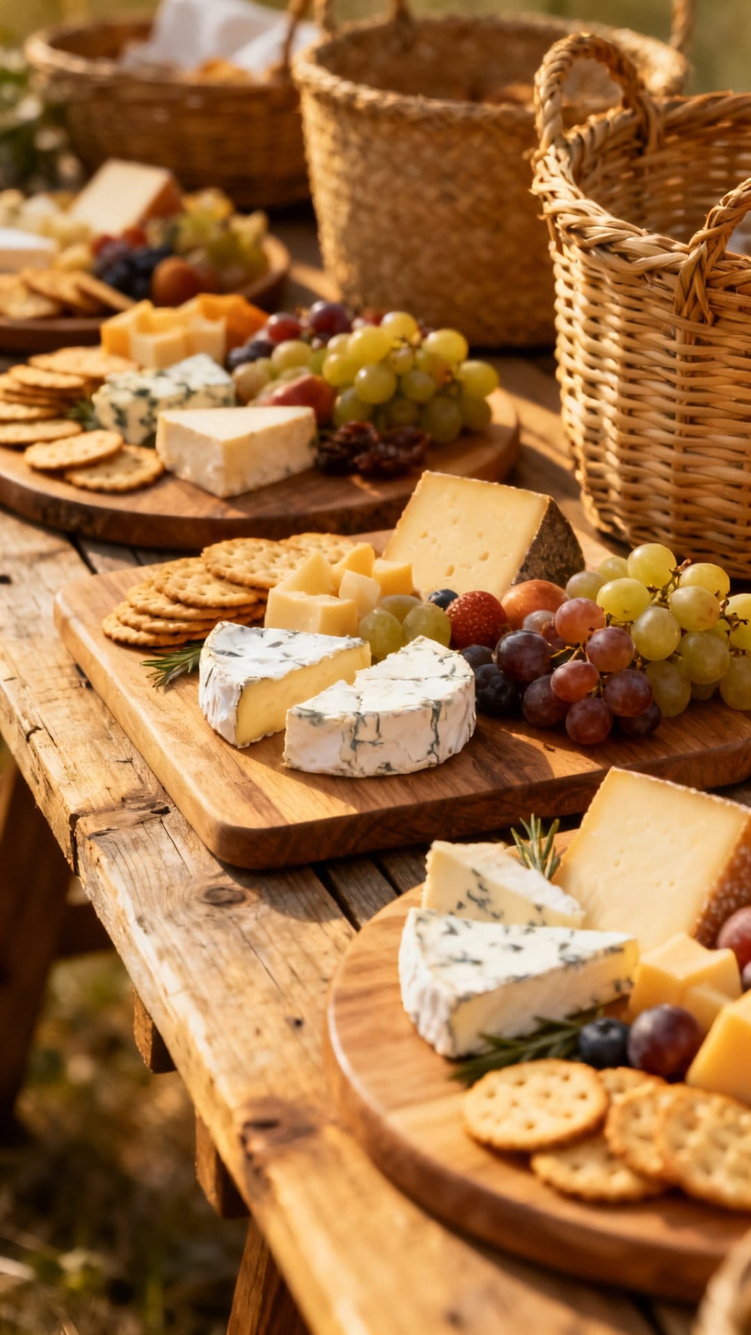 Set Up a Grazing Table with Woven Baskets and Wooden Boards