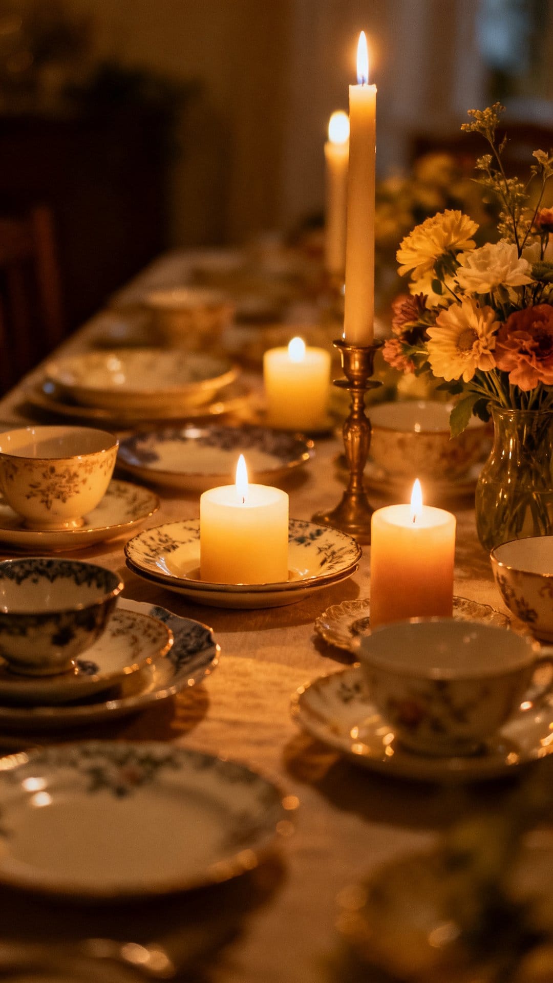 Set a Candlelit Table with Mismatched Vintage China