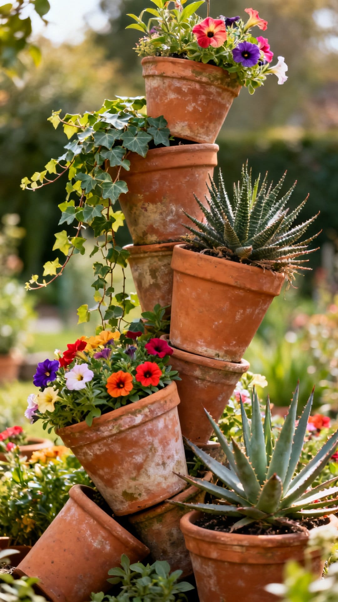 Terra Cotta Pots in Unexpected Arrangements