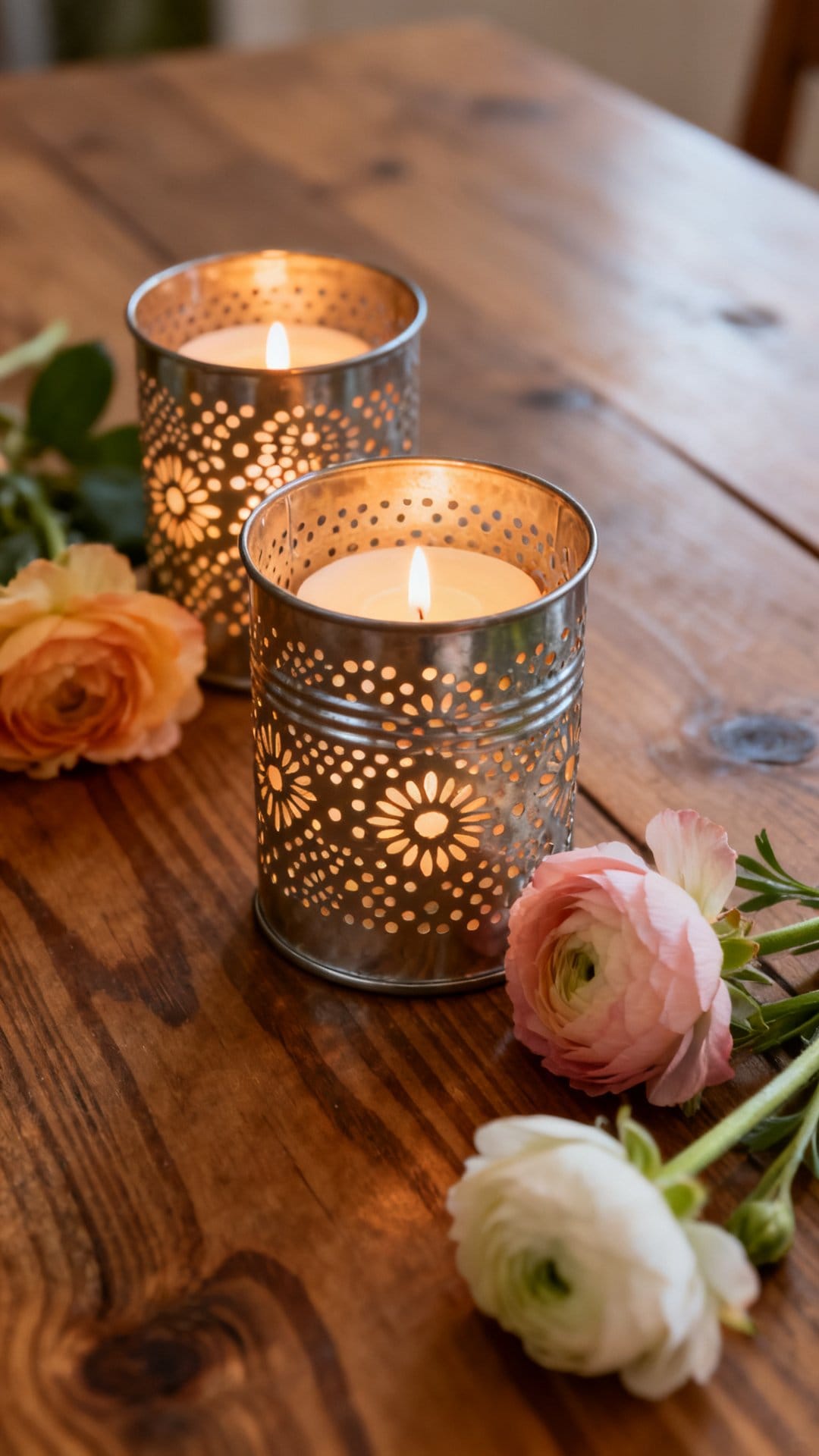 Tin Can Luminaries with Punched Dot Patterns