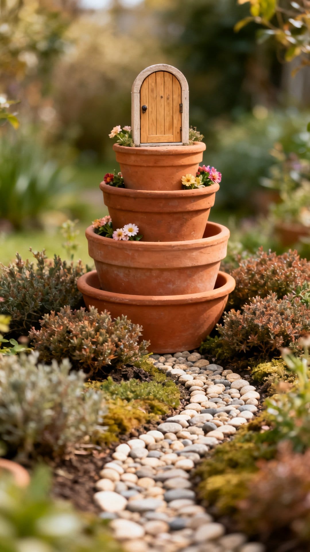 Use Terracotta Pots as Stacked Fairy Towers