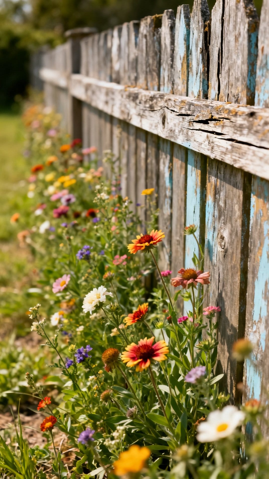 Wildflower Borders Along Fence Lines