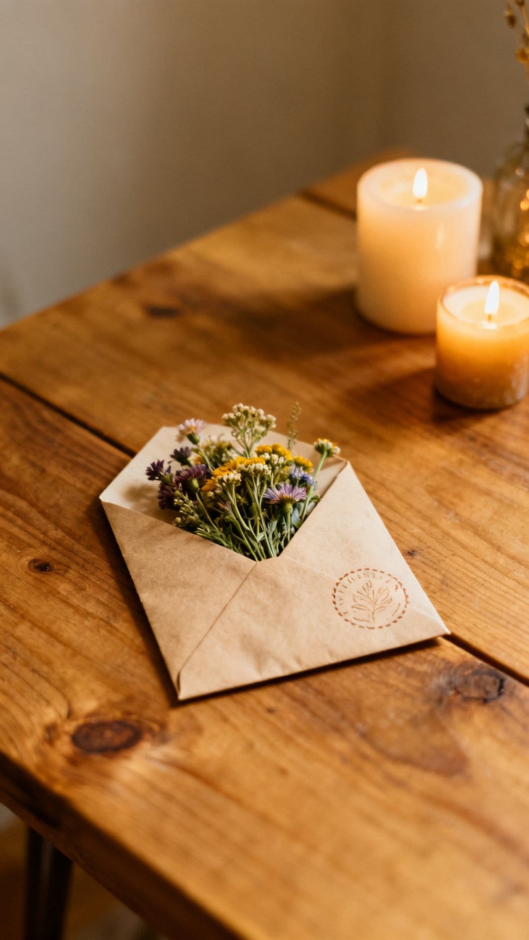 Wildflower Seed Packet Favors in Hand-Stamped Envelopes