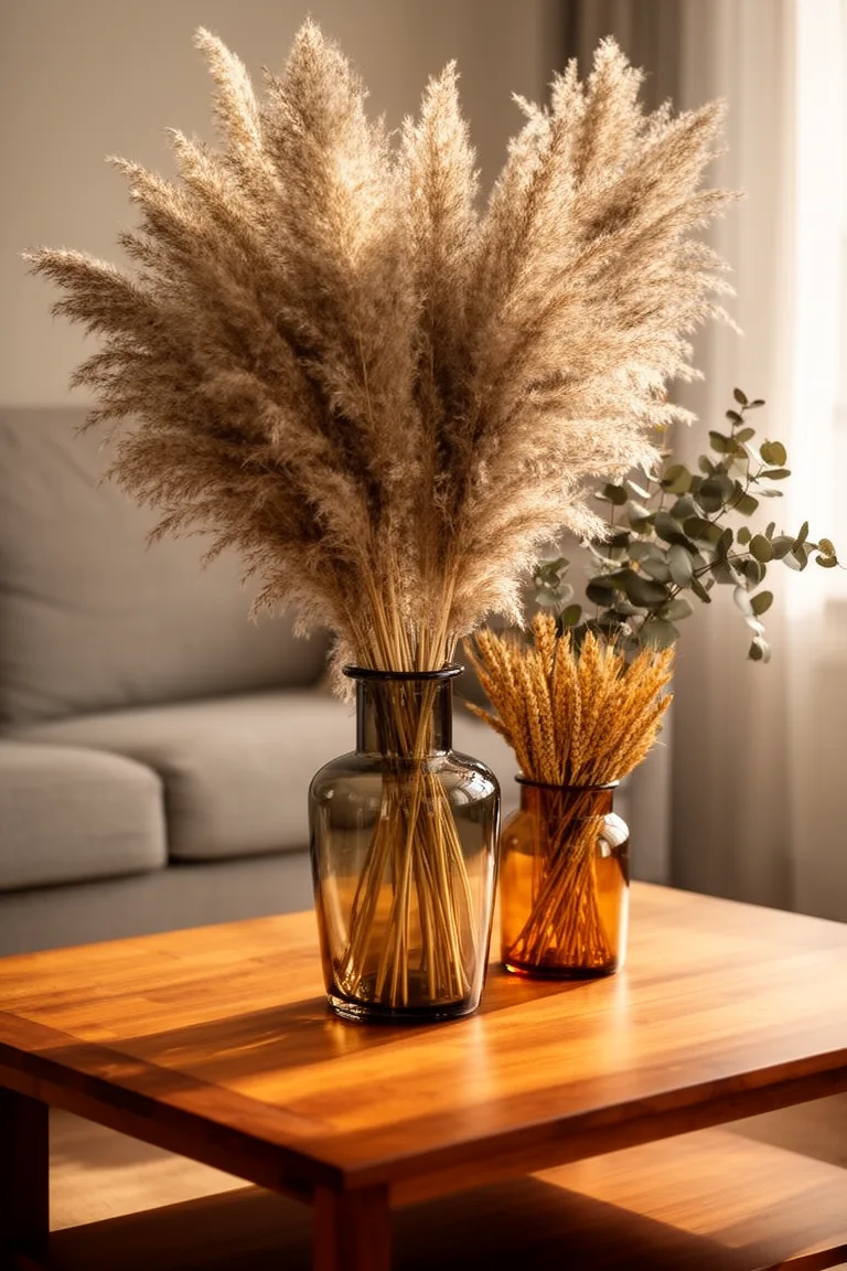 Pampas grass vase on coffee table variation 2