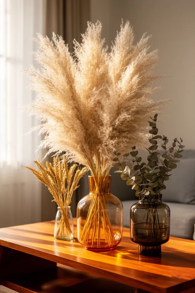 Pampas grass vase on coffee table variation 3
