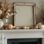 Cottagecore romantic style fall mantel decor