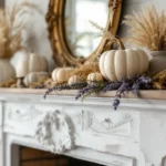 French country rustic-elegant style fall mantel decor
