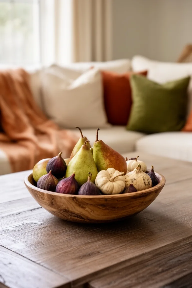 Fruits and gourds transitional fall living room, idea 2