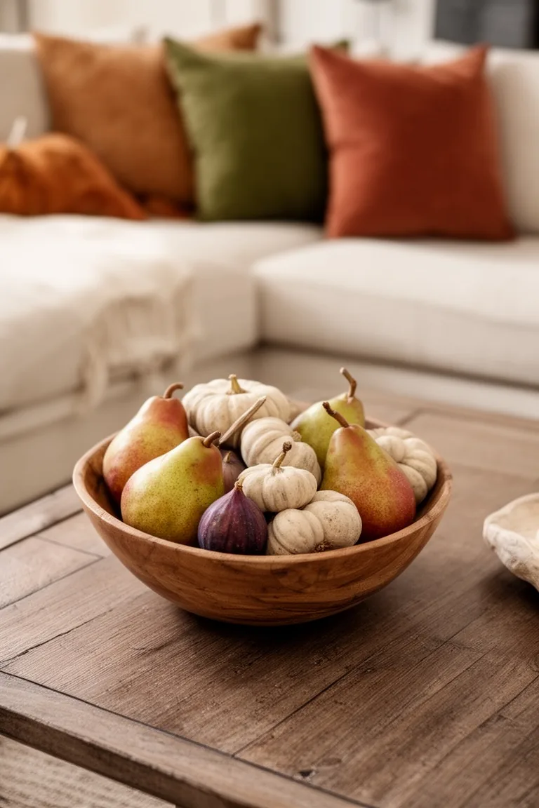 Fruits and gourds transitional fall living room, idea 3
