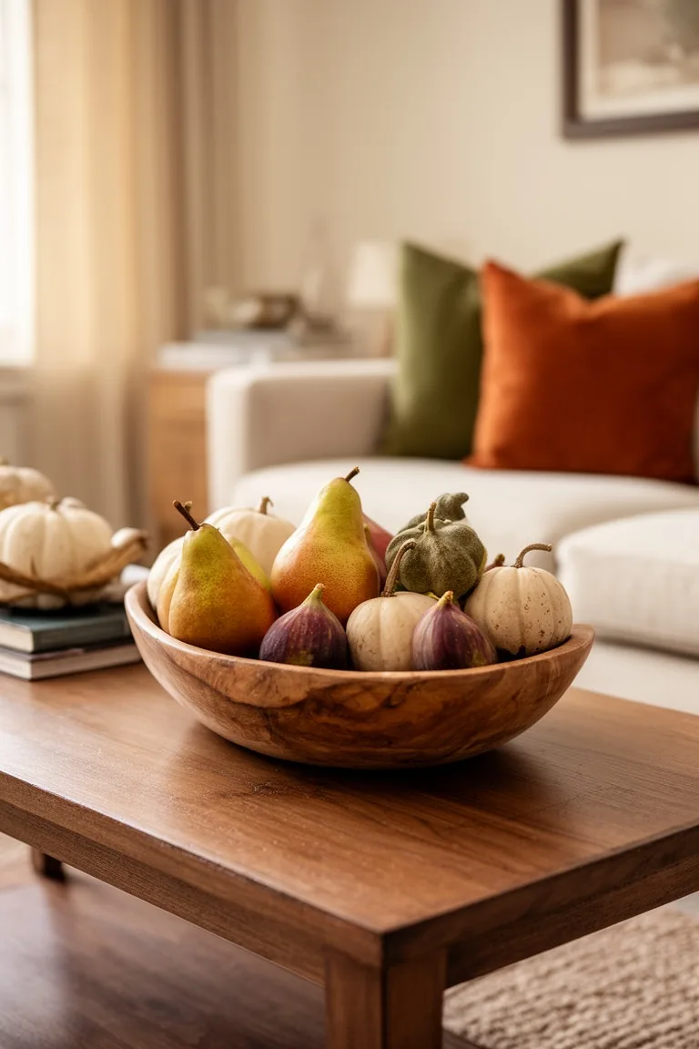 Fruits and gourds transitional fall living room, idea 4