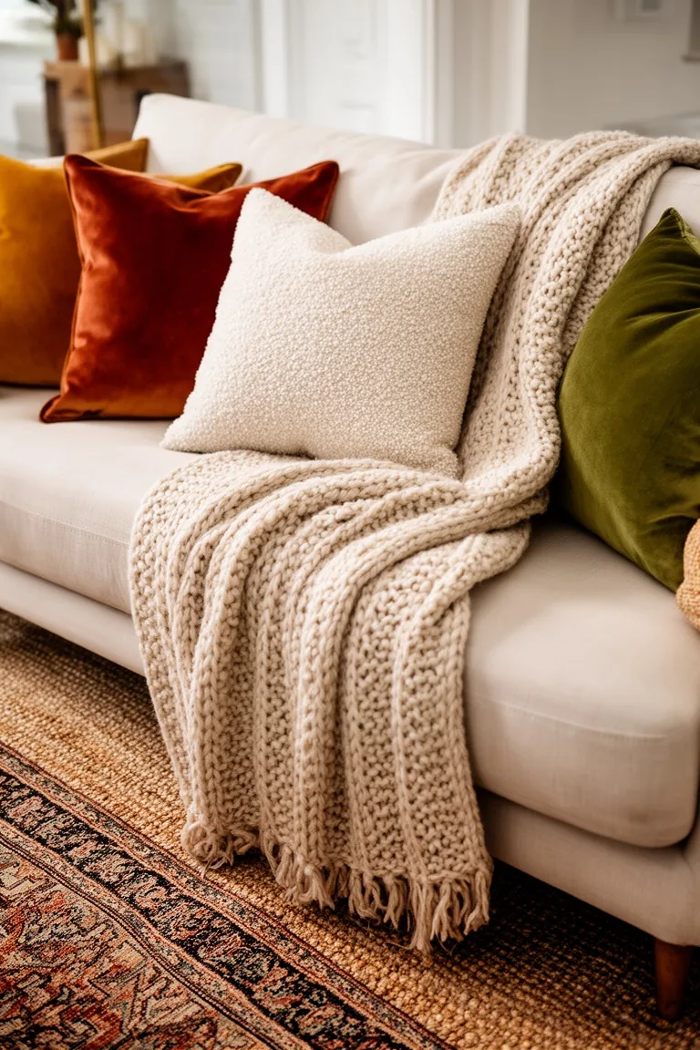 Layered fall textures living room, idea 2