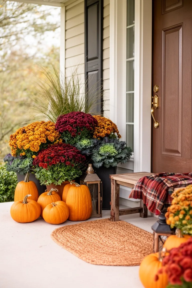 Curated fall front porch vignette, idea 1