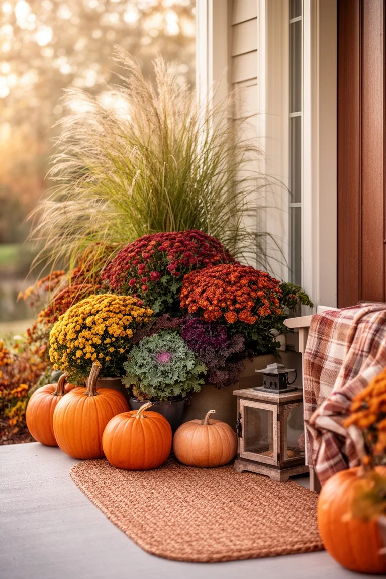 Curated fall front porch vignette, idea 4