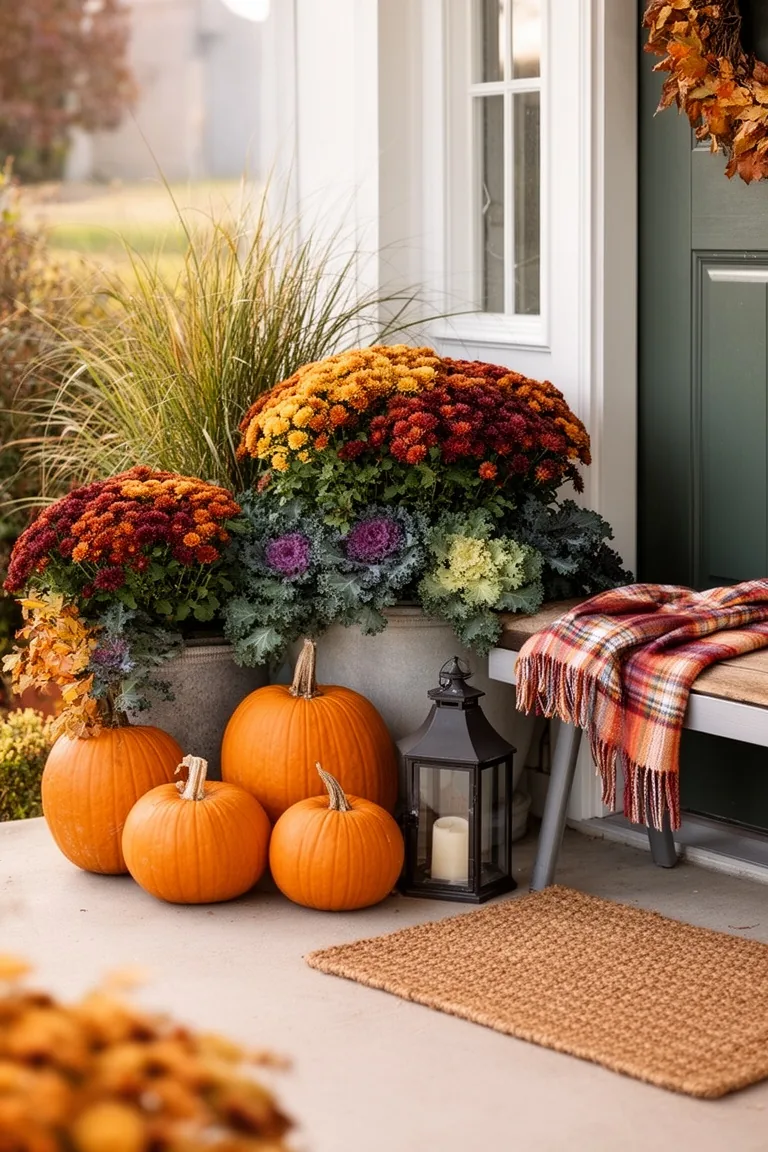 Curated fall front porch vignette, idea 5