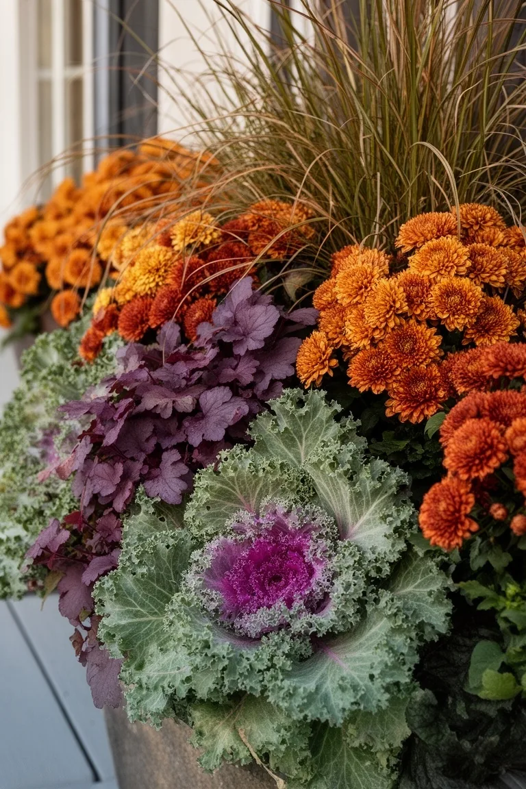 Textured fall porch planter foliage, idea 3