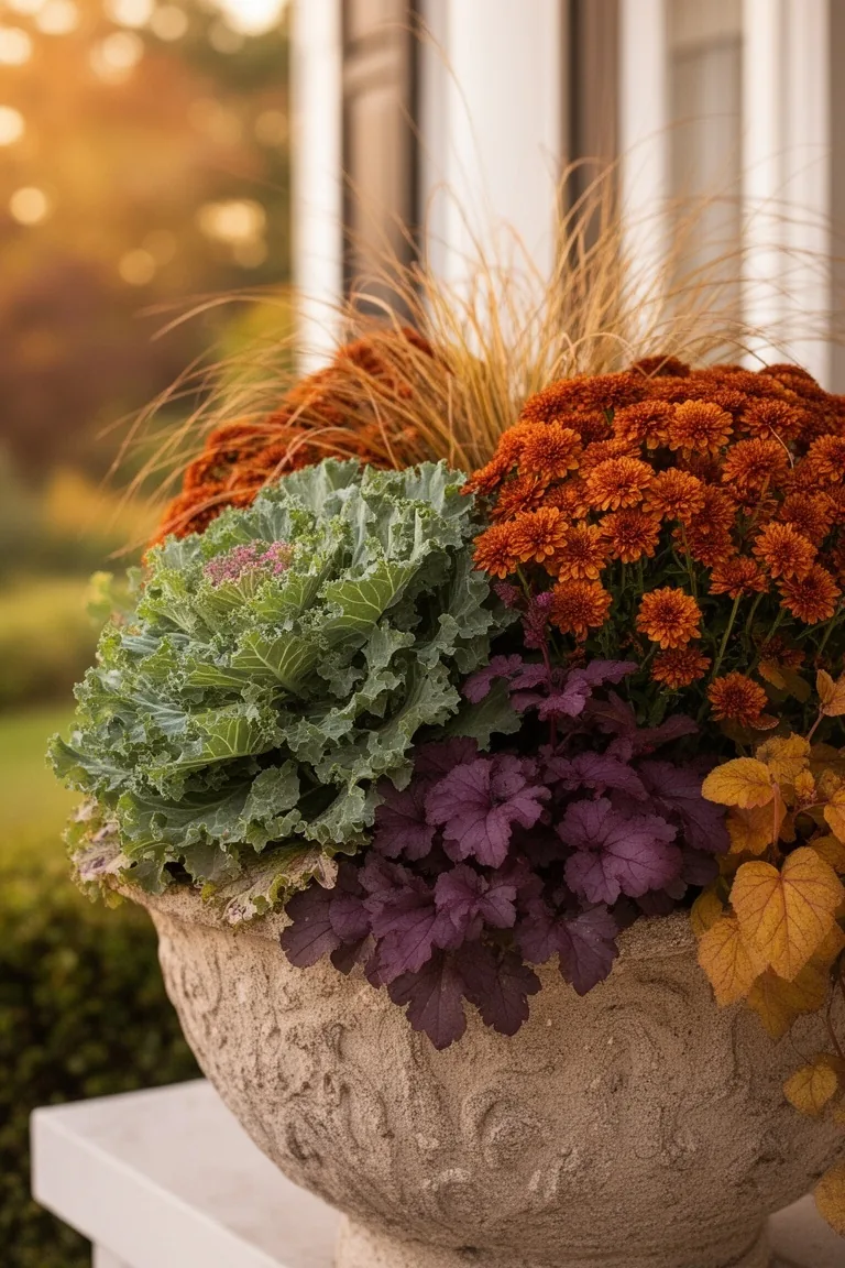 Textured fall porch planter foliage, idea 4
