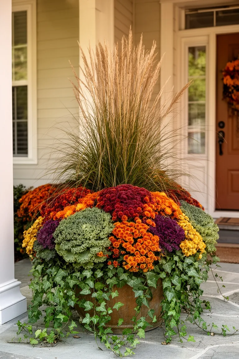 Fall porch planter thriller filler spiller, idea 1