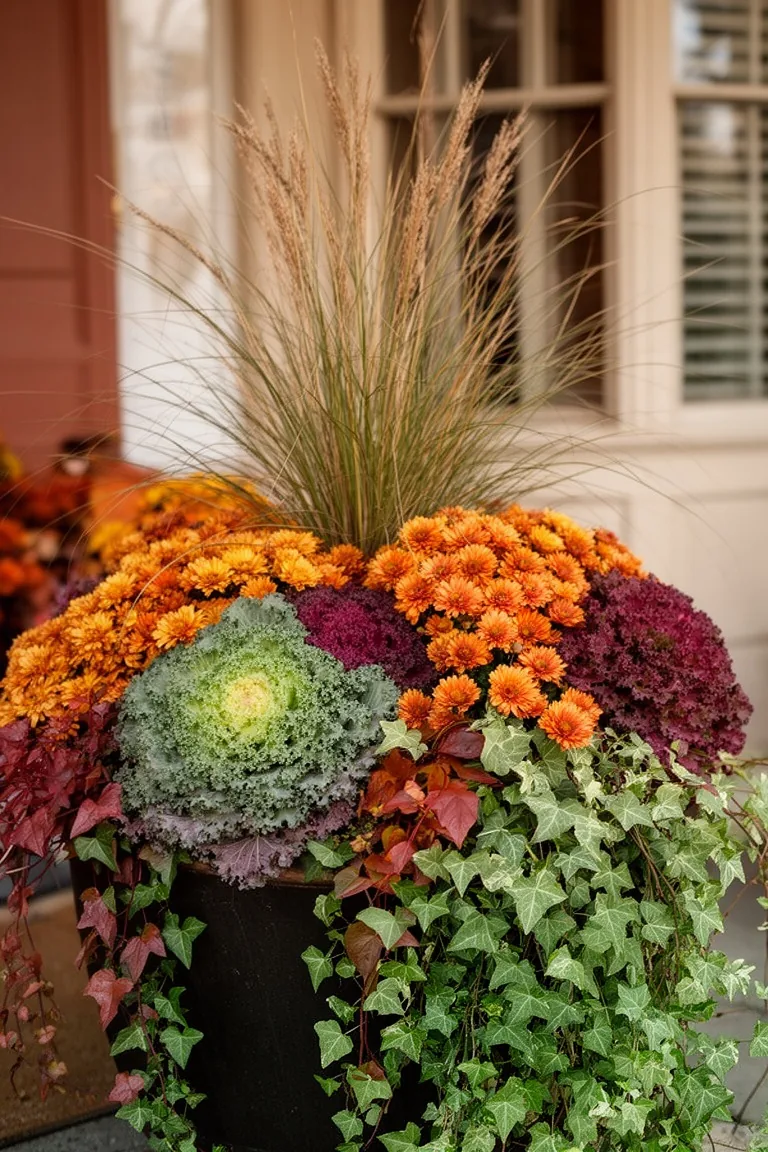 Fall porch planter thriller filler spiller, idea 3