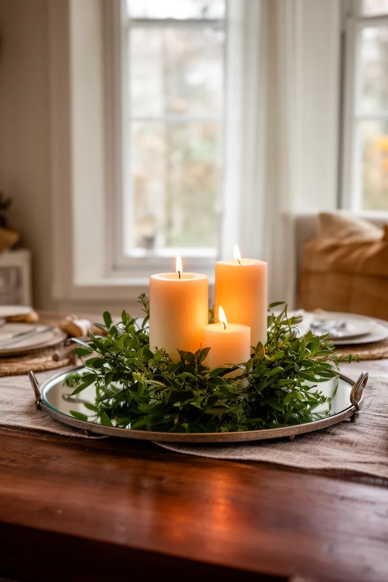 Candles and clippings fall centerpiece idea 2