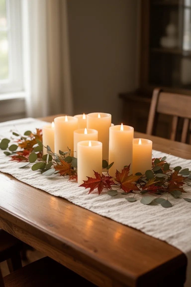 Candles and clippings fall centerpiece idea 3