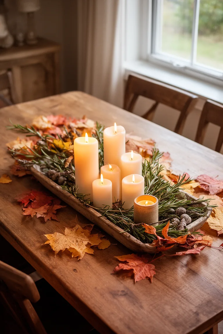 Candles and clippings fall centerpiece idea 5