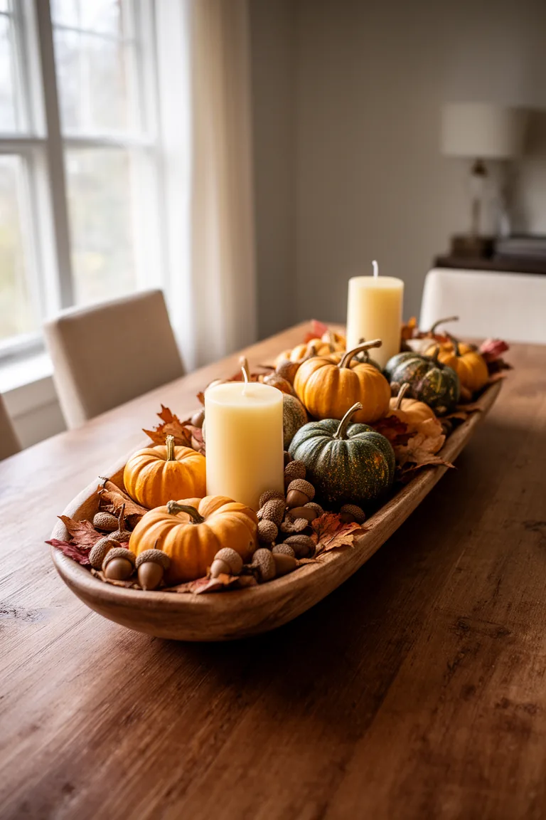 Dough bowl fall centerpiece idea 1