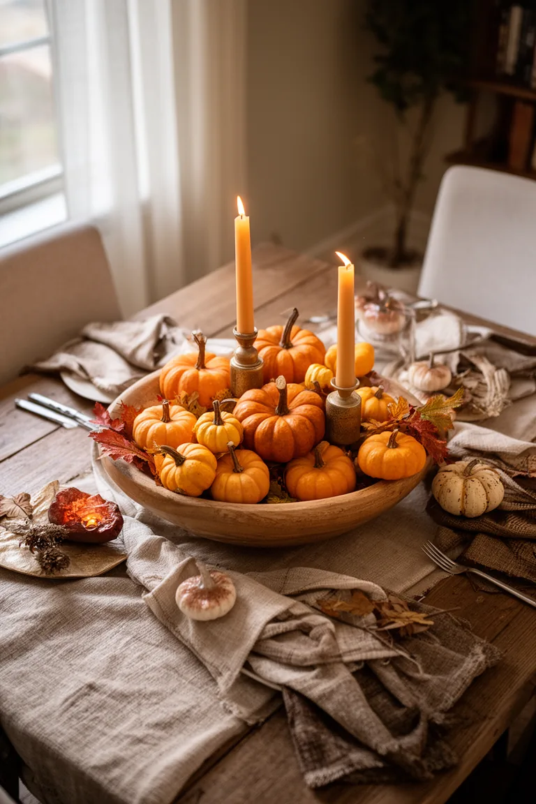 Dough bowl fall centerpiece idea 3