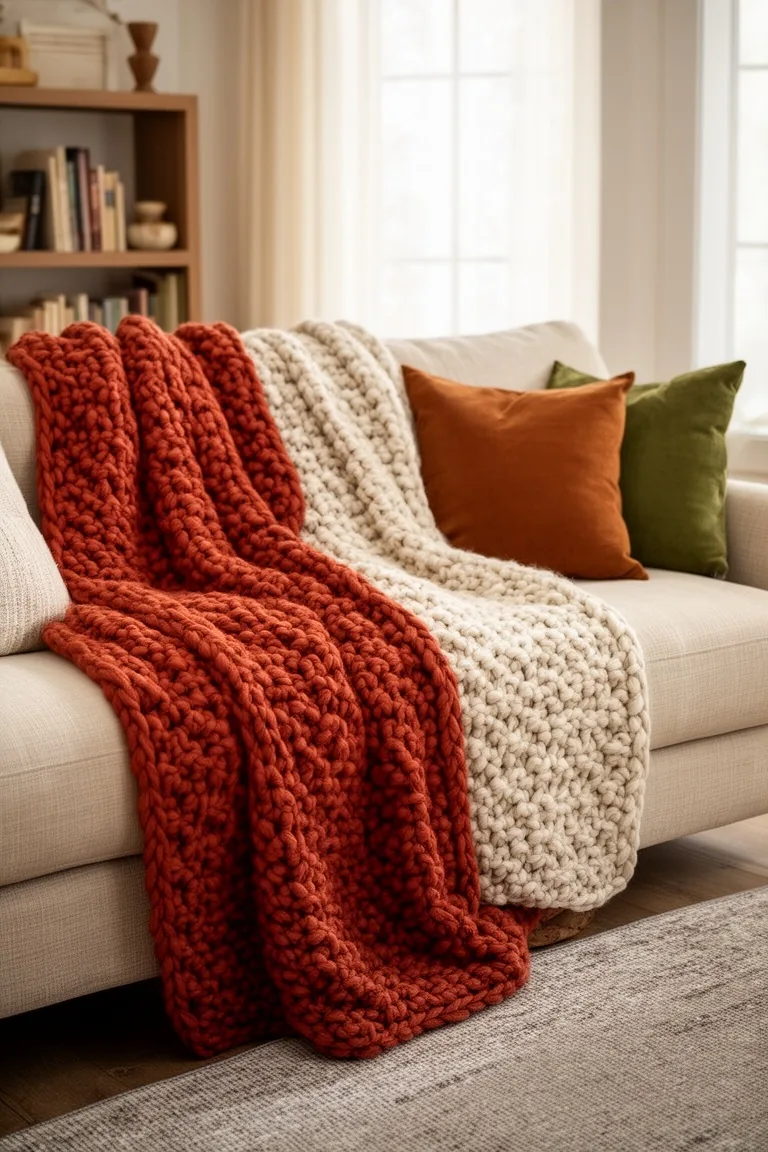 Chunky crochet throw blanket, idea 1