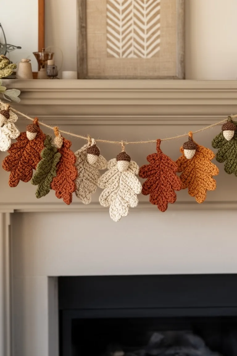 Crochet fall leaf garland, idea 1