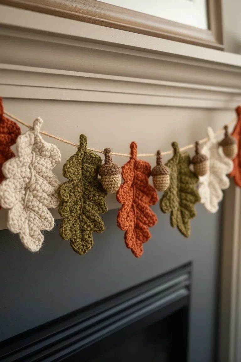 Crochet fall leaf garland, idea 2