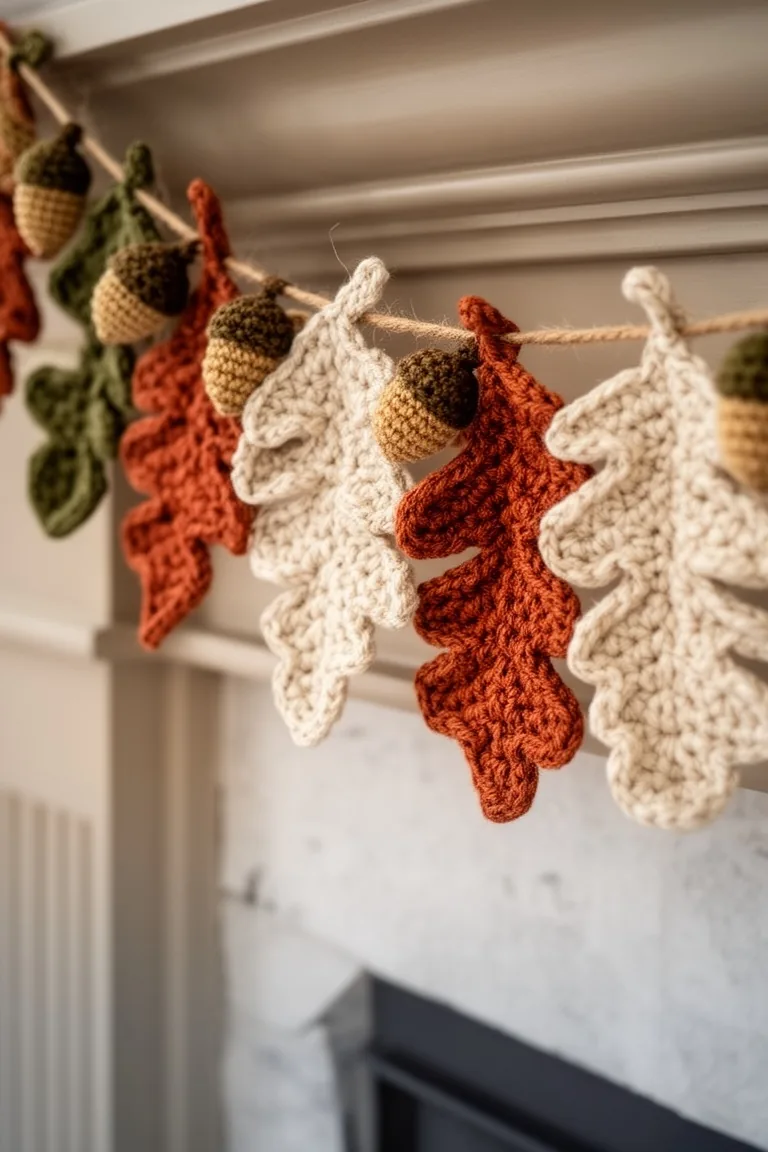 Crochet fall leaf garland, idea 3
