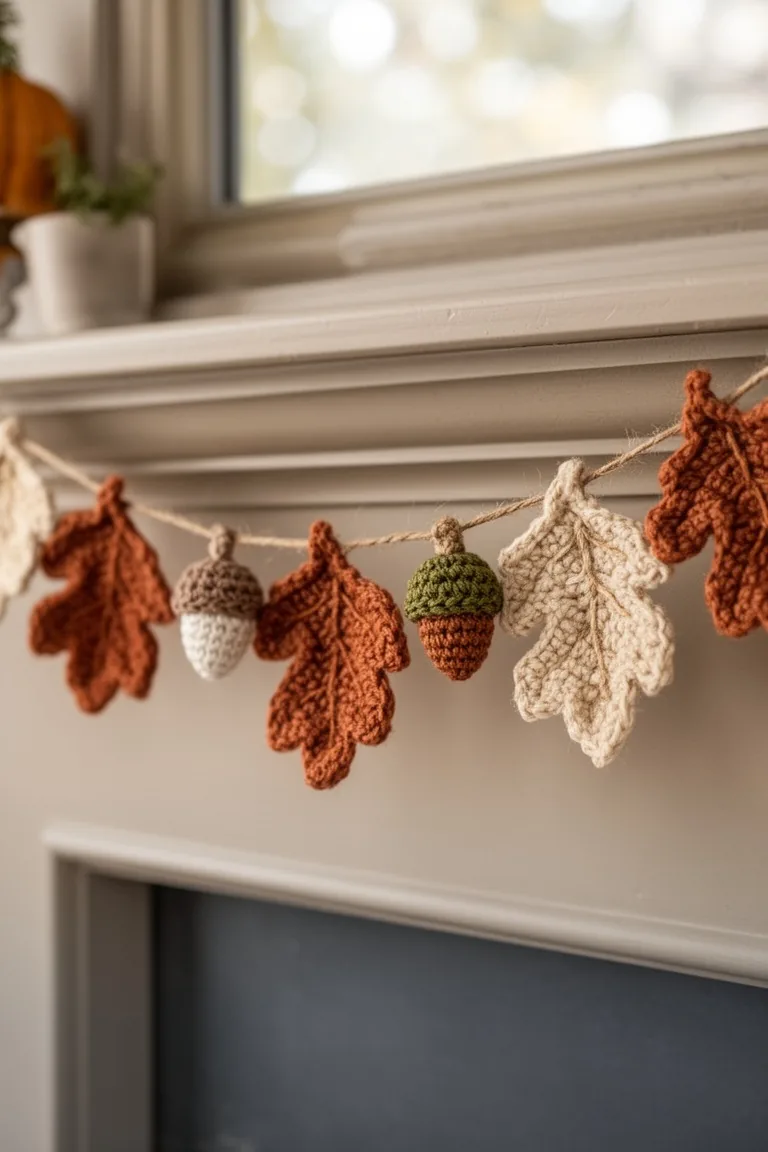 Crochet fall leaf garland, idea 4