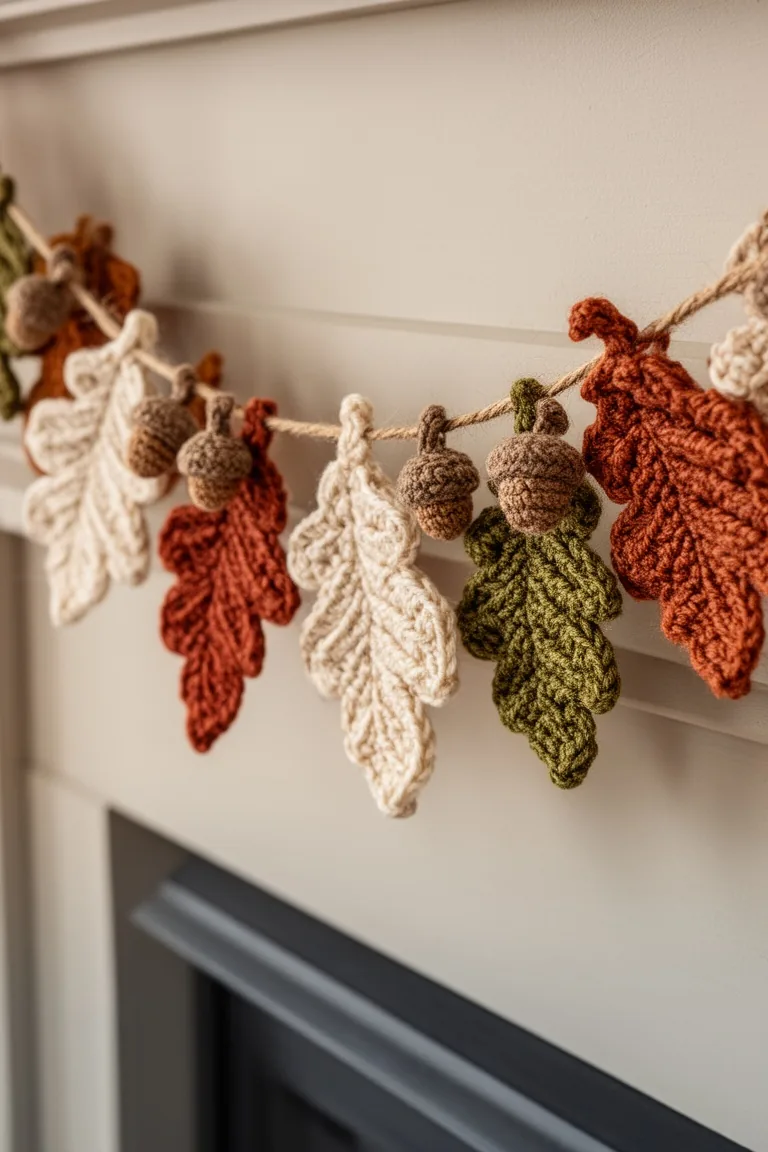 Crochet fall leaf garland, idea 5