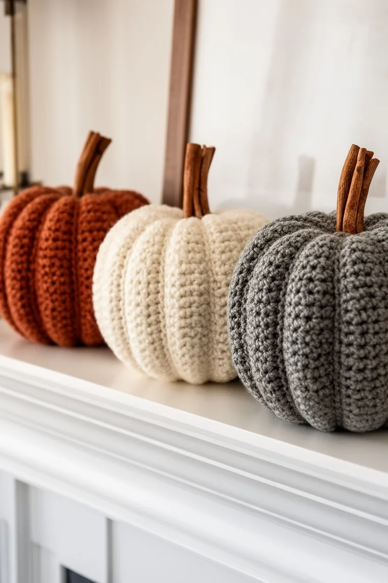 Crocheted pumpkin trio, idea 2