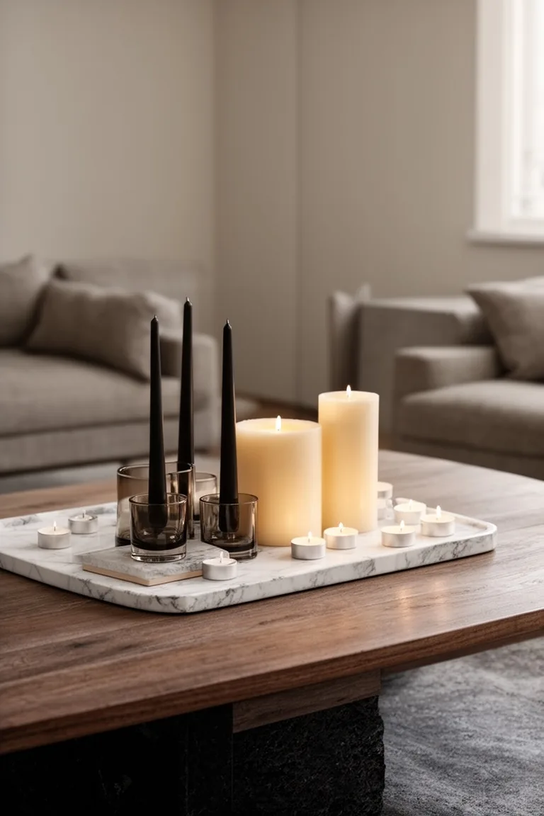 Neutral fall candle landscape, idea 1
