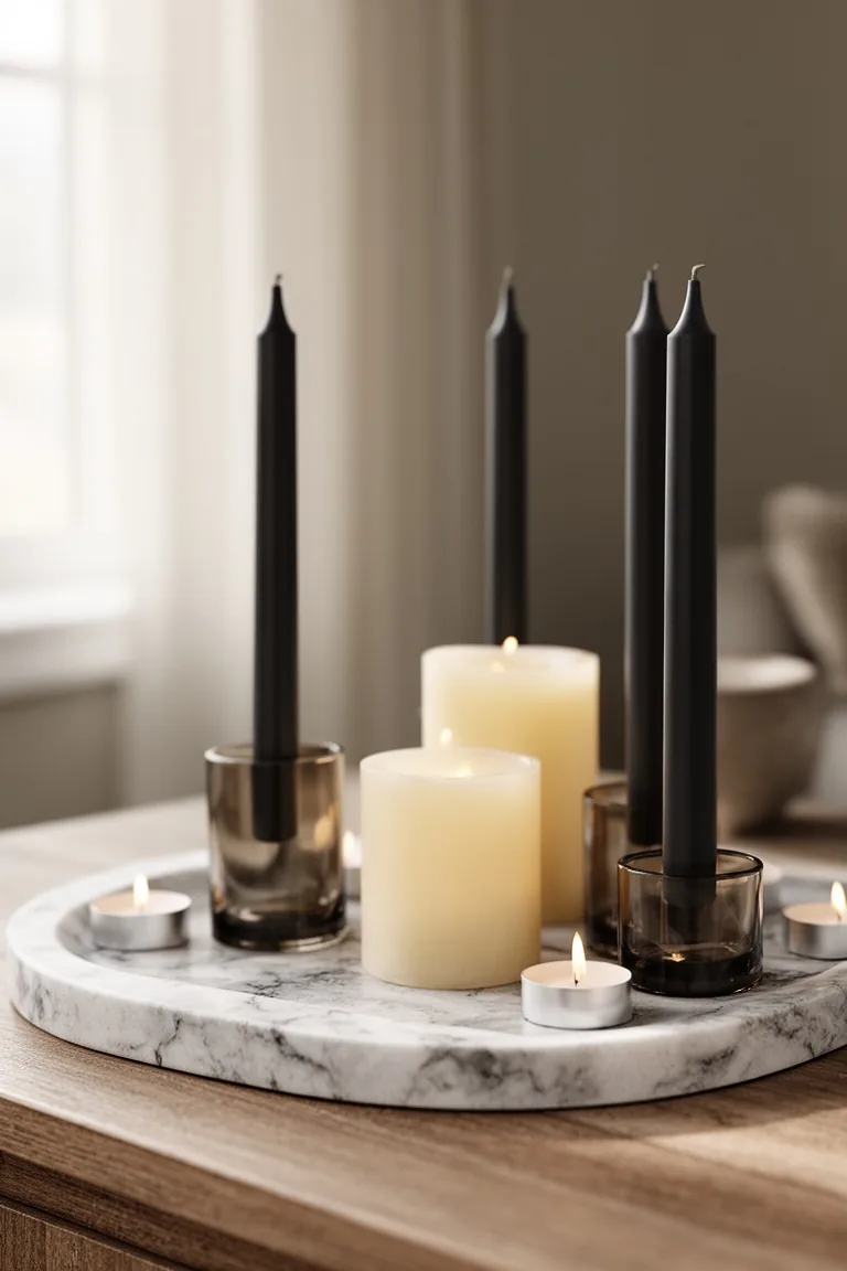 Neutral fall candle landscape, idea 4