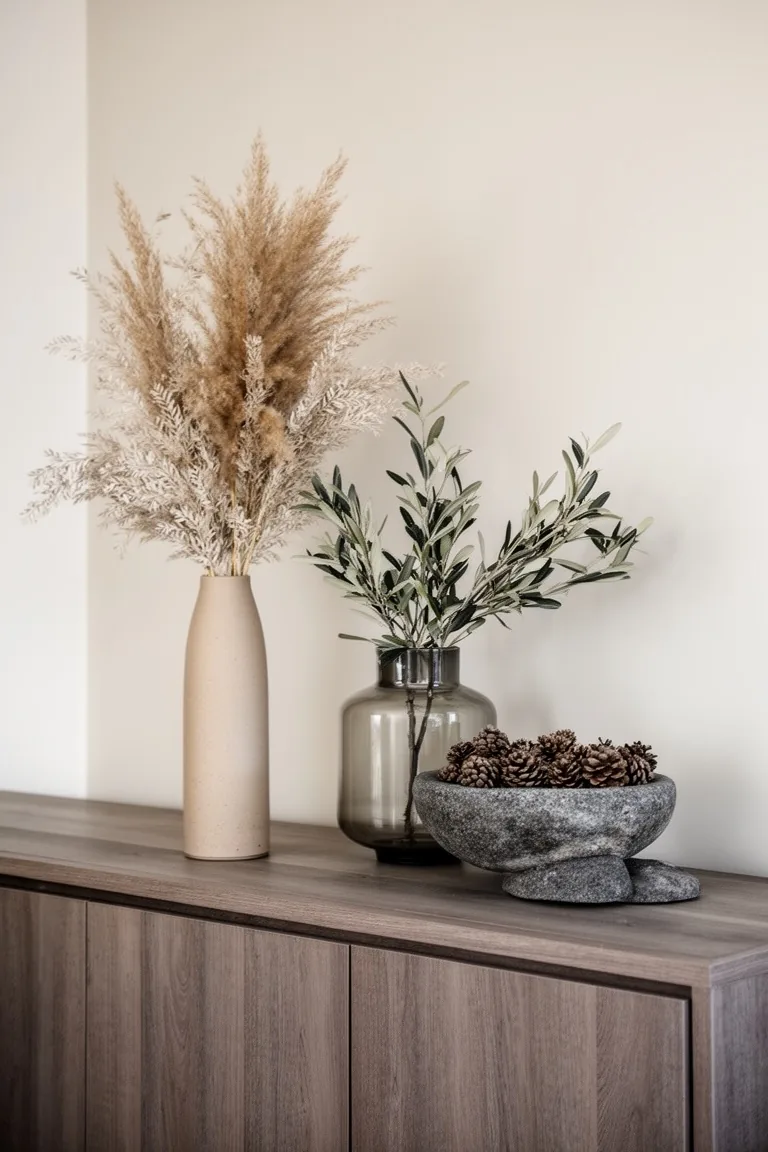 Minimalist neutral fall stem bar, idea 1