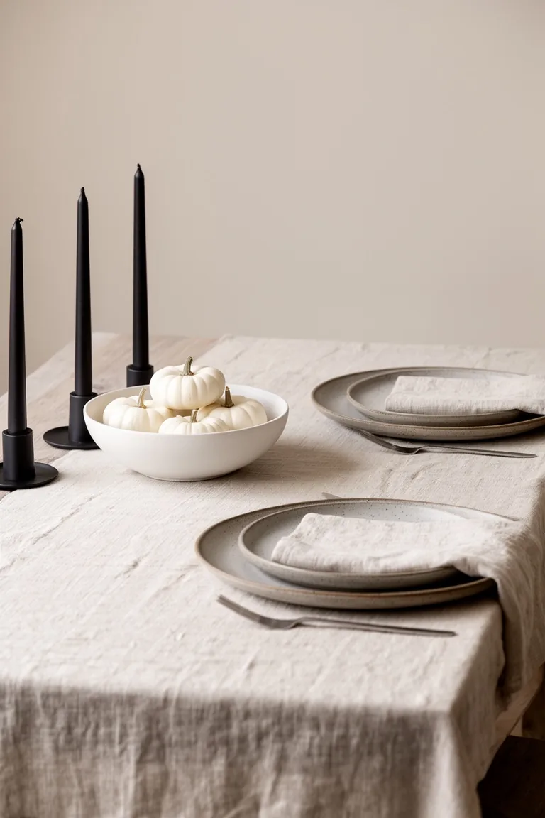 Soft neutral minimalist fall tablescape, idea 2