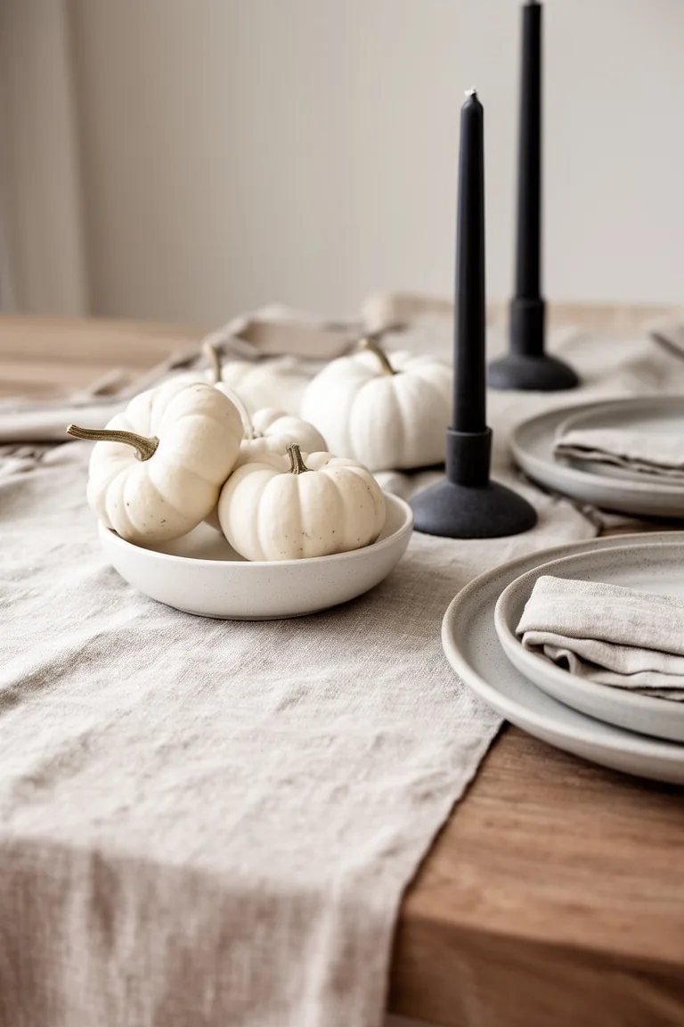 Soft neutral minimalist fall tablescape, idea 3