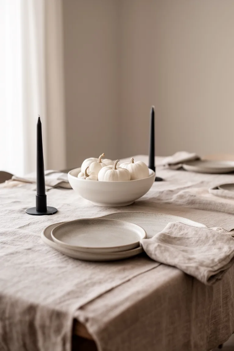 Soft neutral minimalist fall tablescape, idea 4