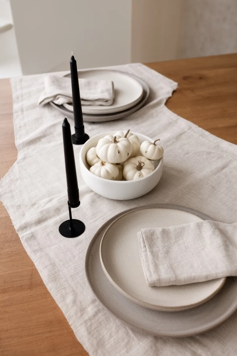 Soft neutral minimalist fall tablescape, idea 5