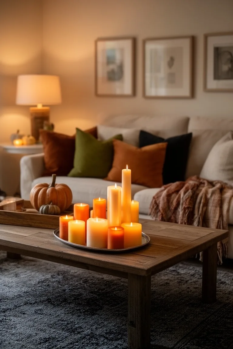 Fall living room candlelit glow, idea 1