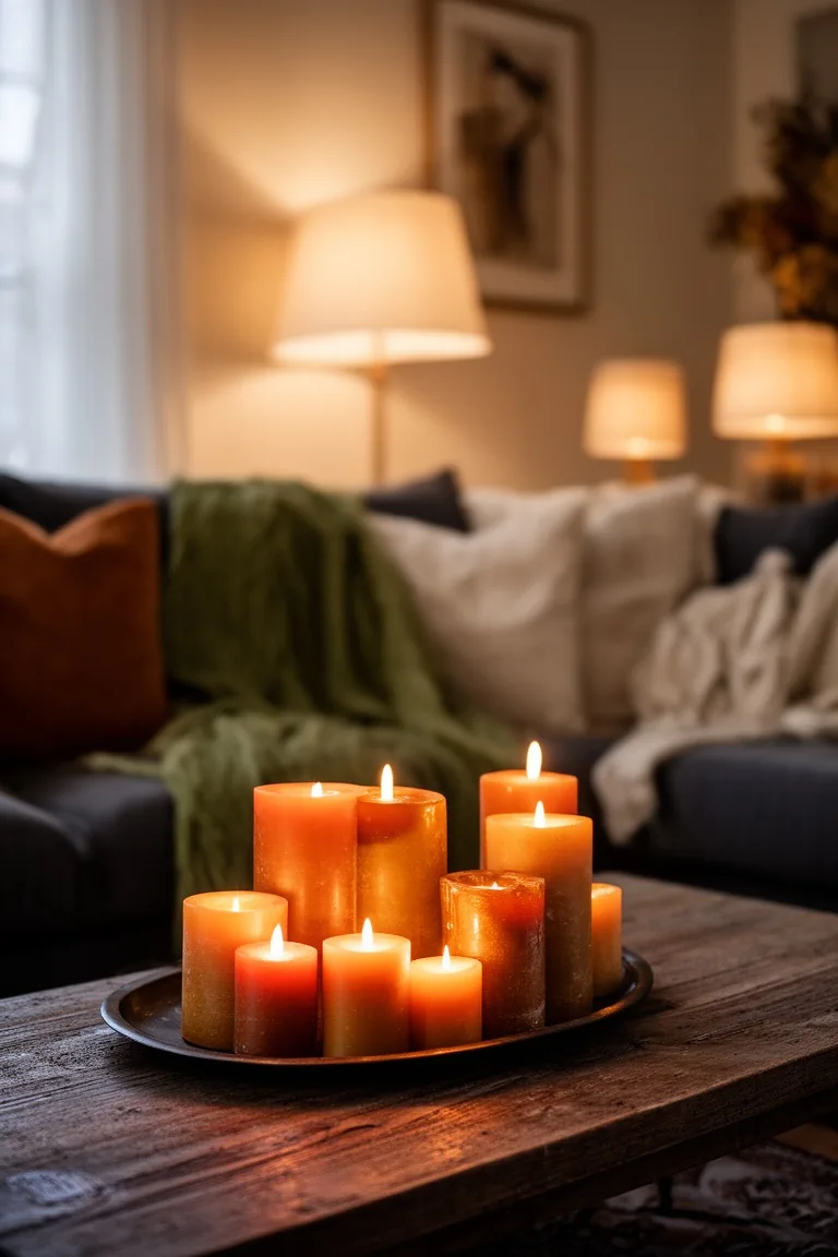 Fall living room candlelit glow, idea 4