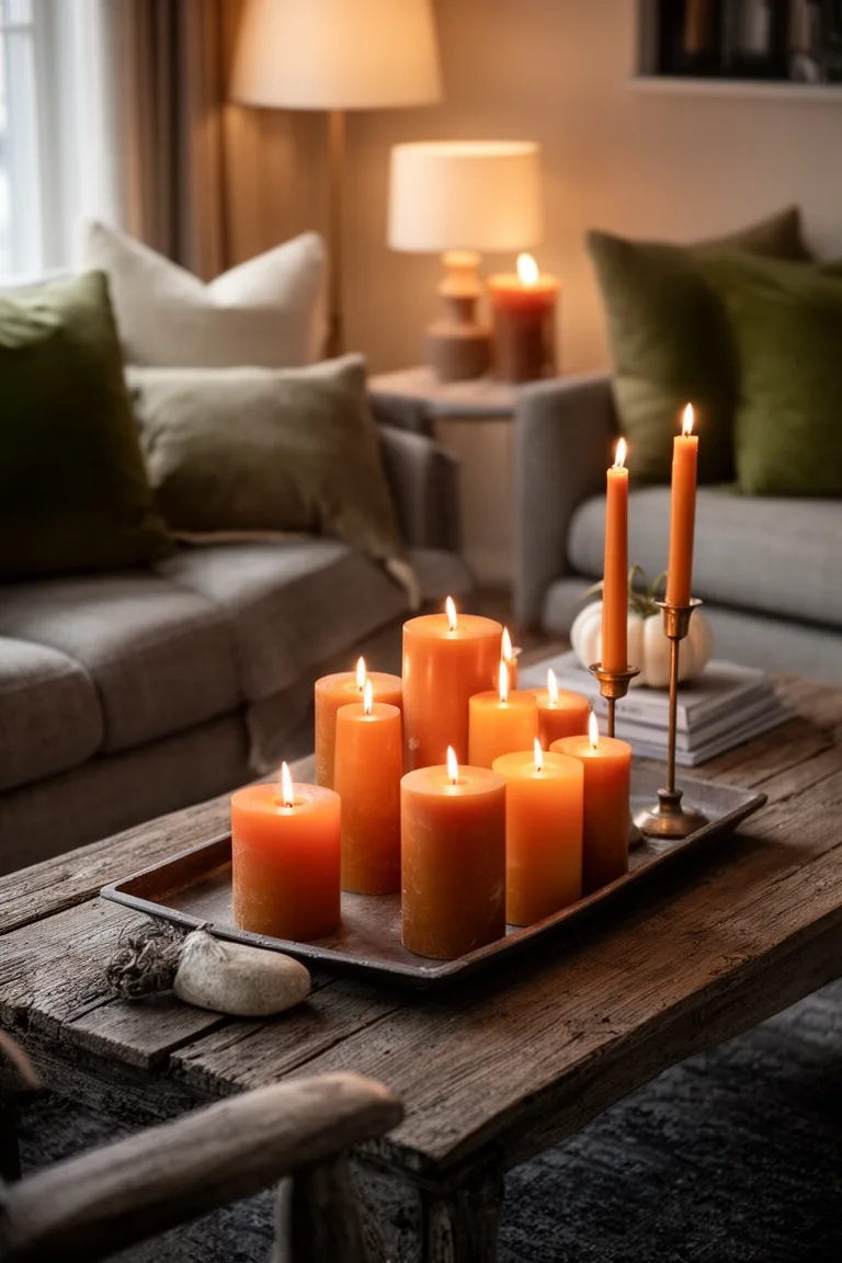 Fall living room candlelit glow, idea 5