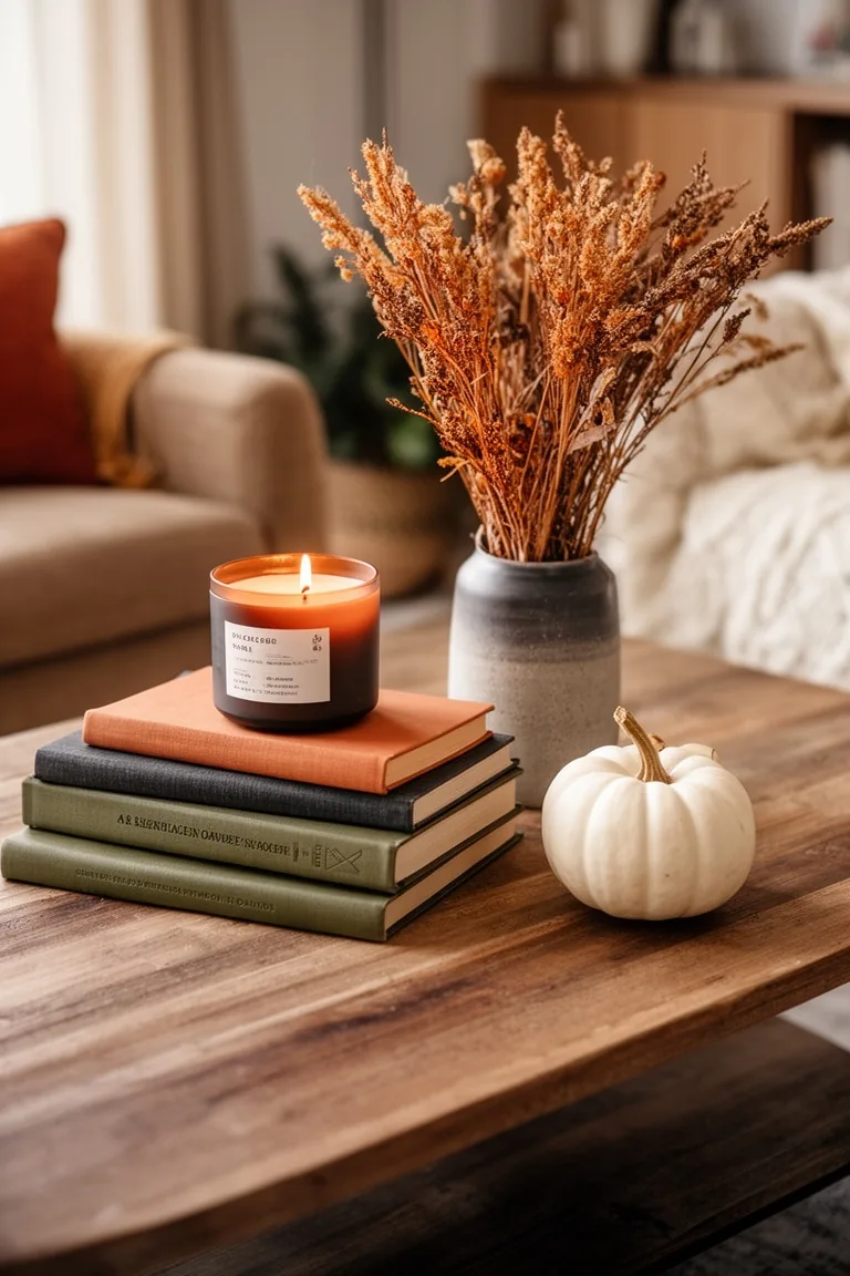 Styled fall coffee table vignette, idea 2